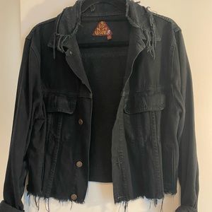 Distressed Black Jean/Denim Jacket